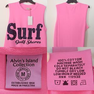 Alvin's Island Size M Surf Tank Top Pink Gulf Shores Sleeveless  100% Cotton NWT
